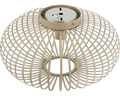 Moderne plafondlamp met ronde metalen roosterlampenkap voor decoratieve binnenverlichting.