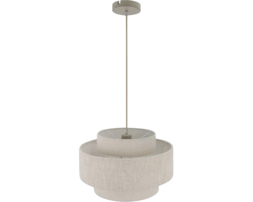 Moderne hanglamp met getrapte textielen kap en plafondbevestiging voor gelijkmatige verlichting