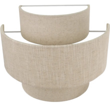 Wandlamp met twee halfronde lampenkappen van textiel met structuur