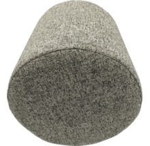 Ronde poef met gestructureerde stoffen bekleding als comfortabel zitmeubel.