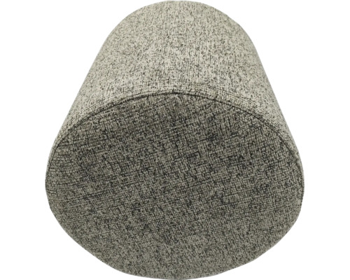 Ronde poef met gestructureerde stoffen bekleding als comfortabel zitmeubel.