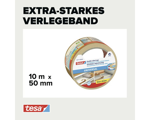 Extra sterk tesa universeel tapijtplakband, dubbelzijdige tape, 10 meter bij 50 millimeter