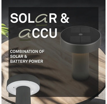 Moderne tafellamp op zonne energie en accu voor buiten