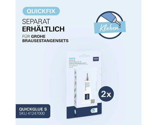 Grohe QuickGlue Set S voor douchestangsets in blisterverpakking inclusief twee lijmtubes en montagebenodigdheden voor boorvrije montage