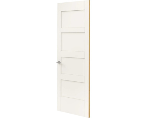 Witte binnendeur met vier panelen en een moderne deurklink.