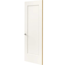 Witte binnendeur met een groot paneel en een eenvoudige metalen deurklink.