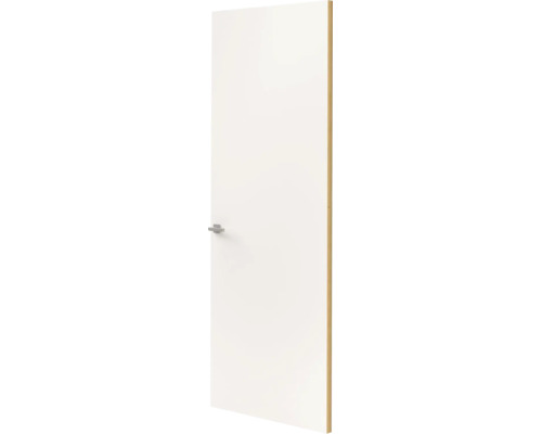 Witte binnendeur met houten rand en metalen deurklink
