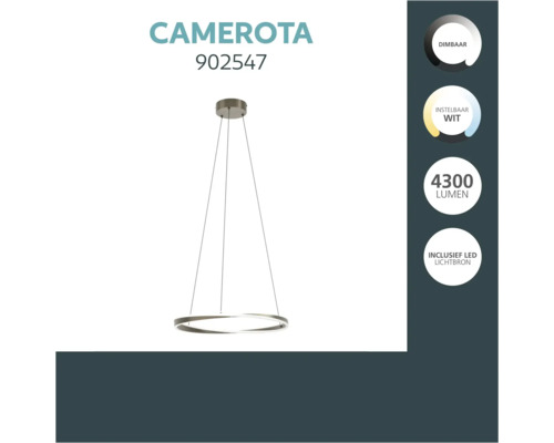 Ronde LED hanglamp Camerota 902547 met dimfunctie instelbare lichtkleur 4300 lumen inclusief LED lichtbron