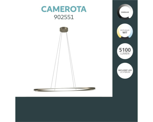 LED hanglamp Camerota 902551 dimbaar met instelbare witlichtkleur en 5100 lumen inclusief LED lichtbron