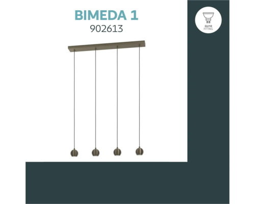 Bimeda 1 hanglamp met vier bolvormige spots en GU10 fitting voor plafondmontage