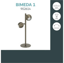 Tafellamp Bimeda 1 met twee kantelbare spots, snoerschakelaar en GU10 fitting.