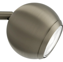 Ronde spotkop voor plafondlamp van metaal met geborsteld oppervlak en geïntegreerde lichtbron.