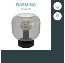 Tafellamp Dasmina met geribbelde glazen kap, E27 fitting en snoerschakelaar.