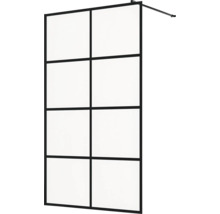 Inloopdouchewand met glas en metalen frame in loftstijl inclusief stabilisatiestang