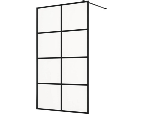 Inloopdouchewand met glas en metalen frame in loftstijl inclusief stabilisatiestang