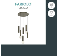 Fariolo 902522 hanglamp met vijf cilindervormige lampelementen en E27 en GU10 fittingen