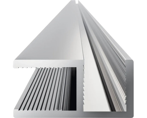 Aluminium J-profiel voor interieurafwerking met geribbeld oppervlak voor bevestiging