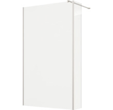 Glazen douchewand met muurprofiel en stabilisatiestang voor inloopdouches.