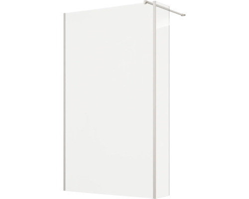 Glazen douchewand met muurprofiel en stabilisatiestang voor inloopdouches.