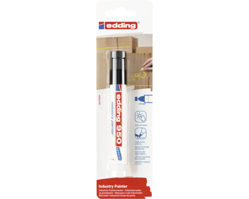 edding 950 Industry Painter pastastift in blisterverpakking voor het markeren van ruwe en vuile oppervlakken met 10 millimeter lijndikte.