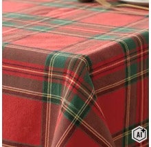 Tafelkleed met ruitpatroon in Schotse ruitstijl voor op tafel. (Image AI modified or generated)