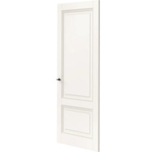 Witte binnendeur met twee paneelvullingen en deurklink in moderne stijl
