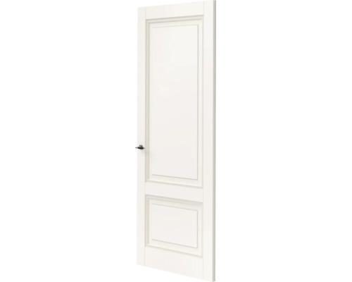 Witte binnendeur met twee paneelvullingen en deurklink in moderne stijl