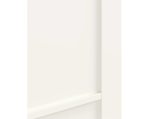 Detailweergave van een gladde witte binnendeur met een horizontale sierlijst.