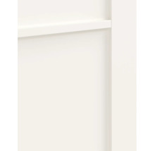 Detailopname van een witte deur met paneelstructuur en profiellijst.