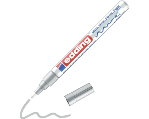 Edding lakmarker voor donkere oppervlakken zoals glas, metaal, kunststof en papier met een lijndikte van een tot twee millimeter