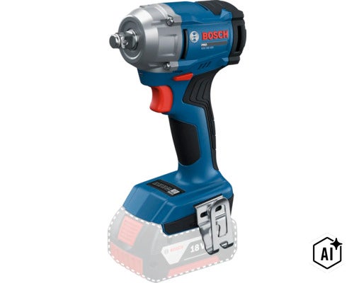 Bosch Professional accu slagschroevendraaier GDS 18V-350 met 18 volt en metalen riemclip. (Image AI modified or generated)