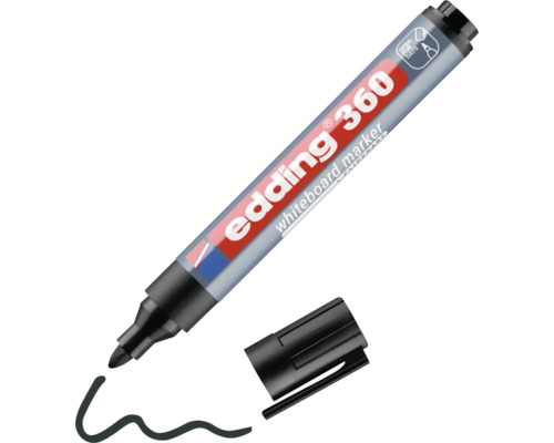 Edding 360 whiteboardmarker met ronde punt en afneembare dop voor het beschrijven van whiteboards en flipcharts.