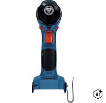 Accuboormachine in vooraanzicht met boorkop en riemclip. (Image AI modified or generated)