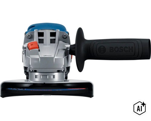 Bosch haakse slijper met extra handgreep en beschermkap voor slijp en doorslijpwerkzaamheden (Image AI modified or generated)