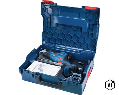 Bosch Professional accu reciprozag in een L-Boxx gereedschapskoffer inclusief handleiding. (Image AI modified or generated)