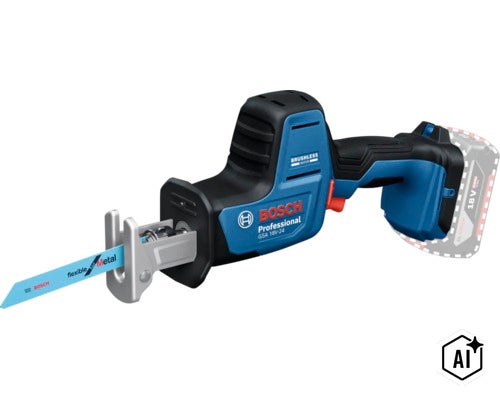 Bosch Professional accureciprozaag GSA 18V-24 met borstelloze motor, inclusief zaagblad voor metaal en 18 Volt accu. (Image AI modified or generated)