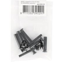 Set schroeven en schroefhulzen in een transparante plastic verpakking met barcode