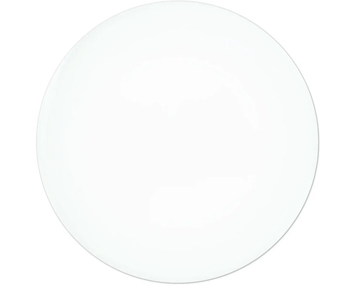 Een rond, glad wit bord van porselein.