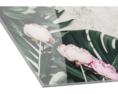 Acrylglas schilderij met bloemen- en bladerenmotieven