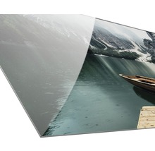 Acrylglas foto met bergmeer en roeiboot