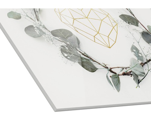 Decoratieve afbeelding met plantmotief en geometrische vorm