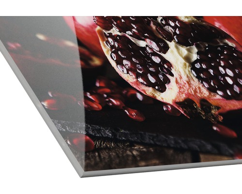 Close-up van een acrylglas foto met granaatappelmotief