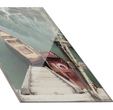 Glazen schilderij met bootmotief