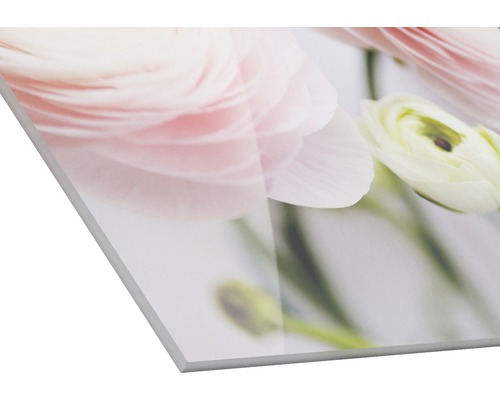Close-up van een acrylglasplaat met bloemenprint
