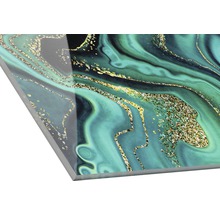 Decoratieve plaat met abstract patroon in turquoise en goud