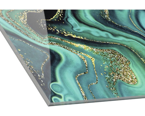 Decoratieve plaat met abstract patroon in turquoise en goud