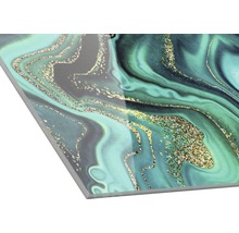 Decoratieve plaat met marmerpatroon in groen- en grijstinten met gouden accenten