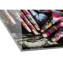 Acrylglasfoto met handen, ringen en vlinder