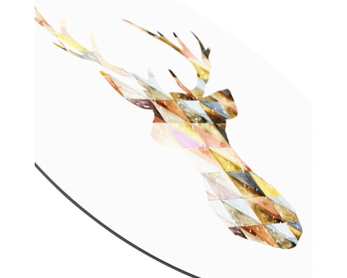 Decoratief element met hertenkop en geometrische patronen