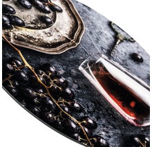 Decoratieve plaat met druiven en wijnglas motief